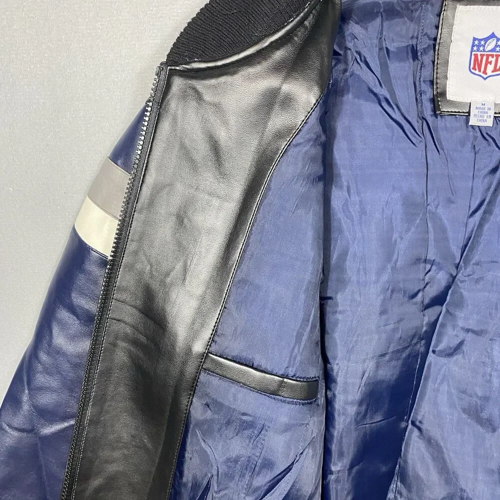 Vintage Dallas Cowboys Faux Leather Jacket G-III Mens Medium NFL Football Coat